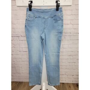 12R LT WASH A568900 Belle by Kim Gravel TruTemp Denim Straight-Leg Regular Jeans